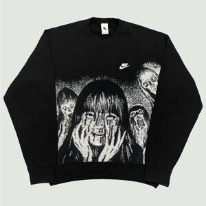 NIKE‎ VA-SS22-438 JUNJI ITO RETRO REWORK CREWNECK Black size XL NWOT
